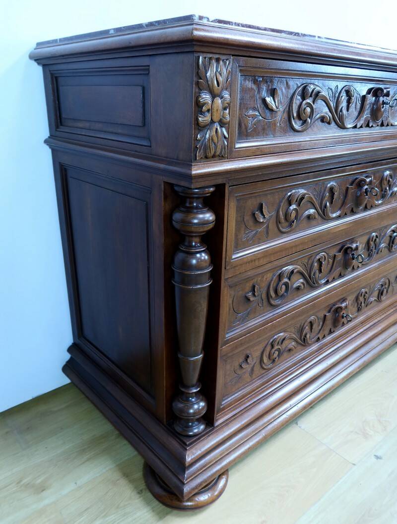 Walnut Commode by P. Guinand-Leglas, Renaissance style – 1920