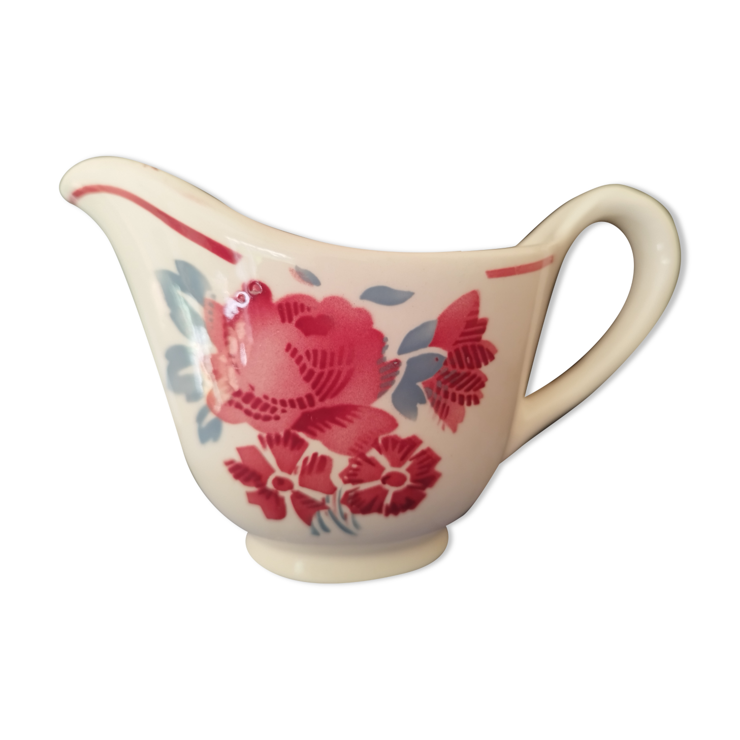 Half-porcelain sauce boat Badonviller