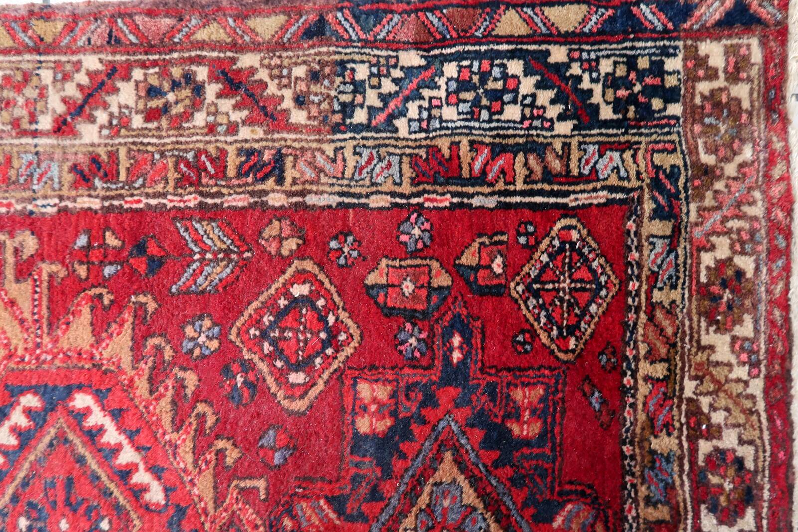 Tapis coureur vintage du Moyen-Orient Malayer fait main en laine 108 x 321