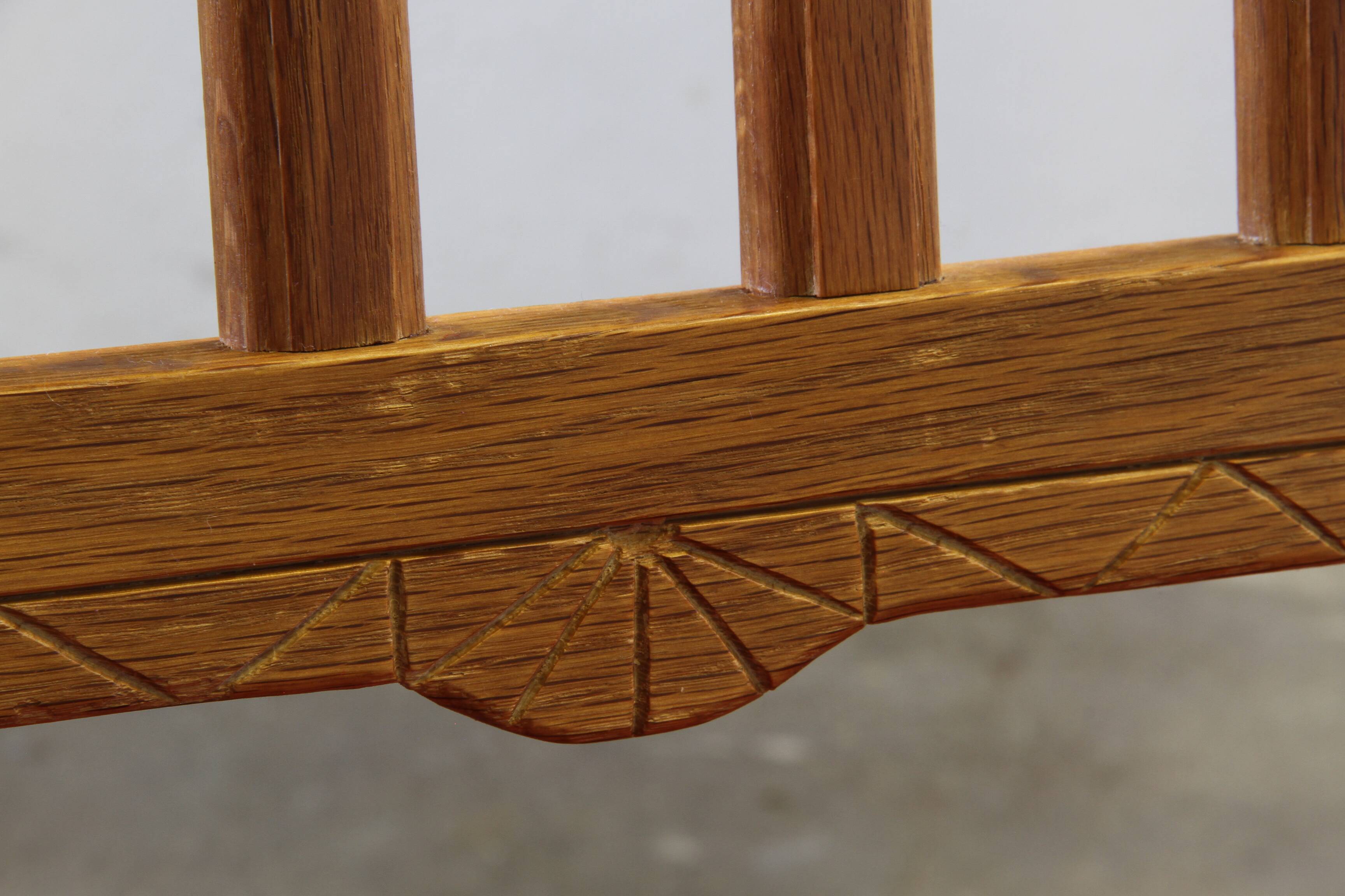 Vintage 1940s/50s Solid Oak Danish Farmhouse Chairs, Baroque style set of 4