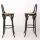 Pair of Bentwood Bar Stools with Vienna Cane Seats – Thonet Style, Black