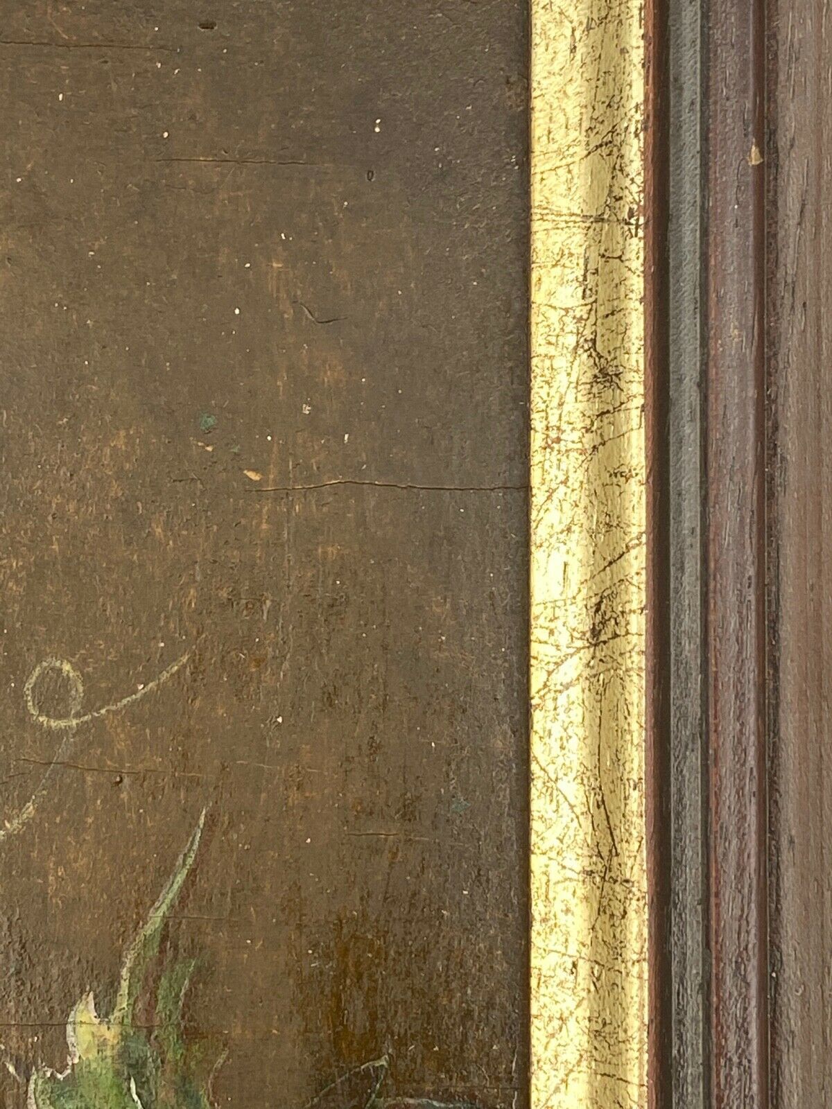 Oil panel monogram eg to identify still life fruits glass wine