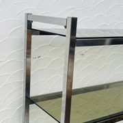 Vintage Italian design shelf in chrome and smoked glass from the 1970s.