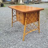 Vintage rattan desk from the 60s, 100cm L