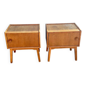 Tables de chevet danoises en chêne, années 1940, lot de 2