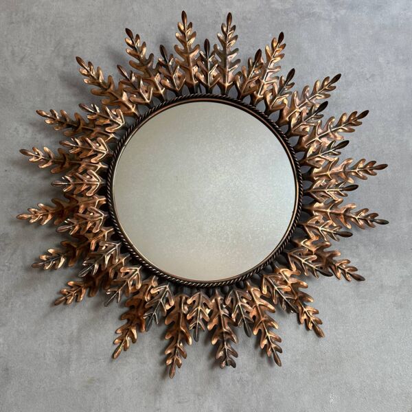 Miroir soleil rond en fer, Italie années 50