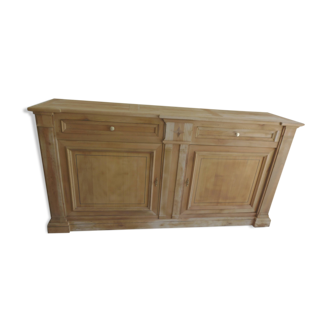 Buffet of beautiful craftsmanship in raw wood, 2 doors, 3 drawers.