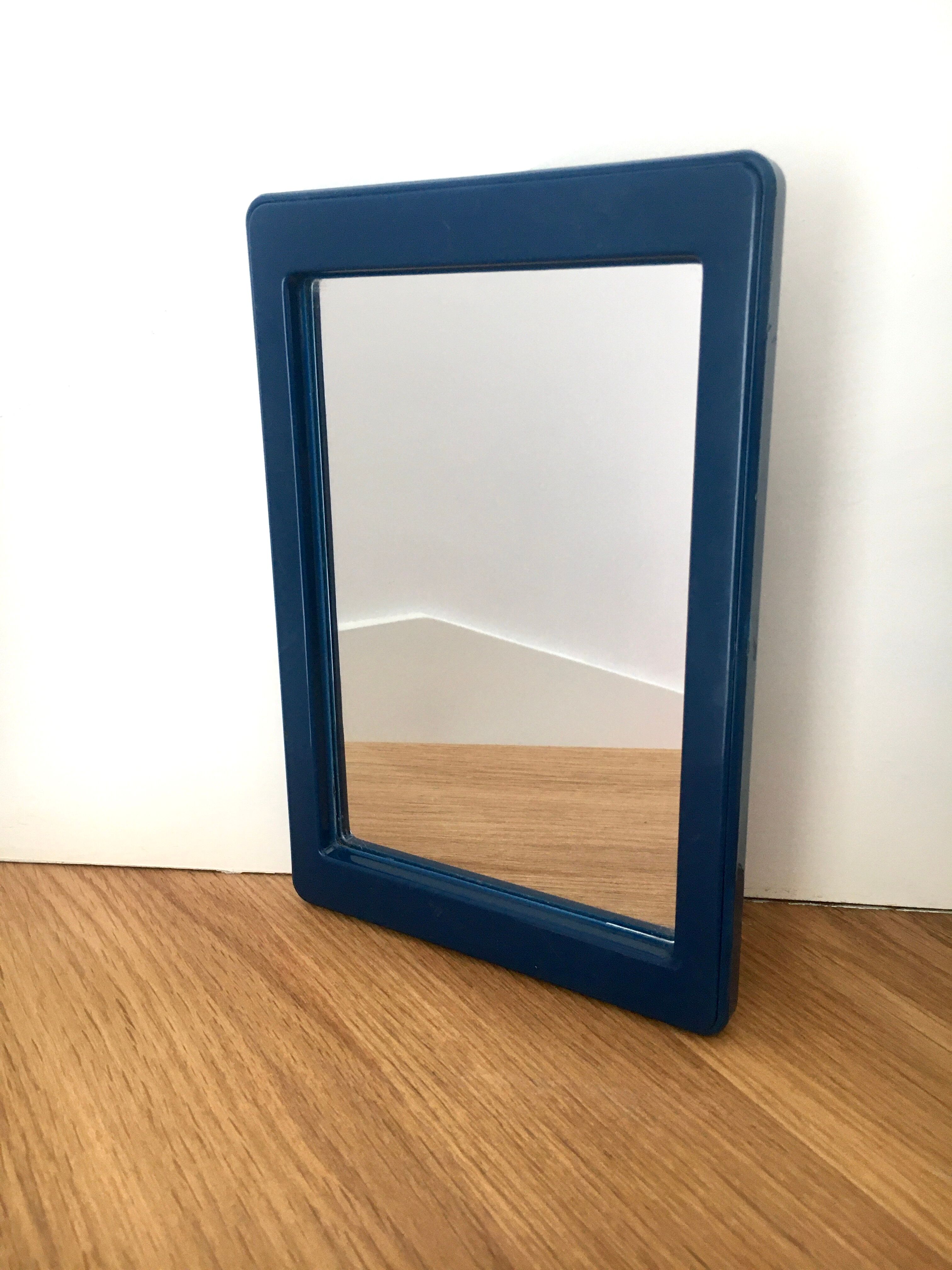 80s hand mirror navy blue frame