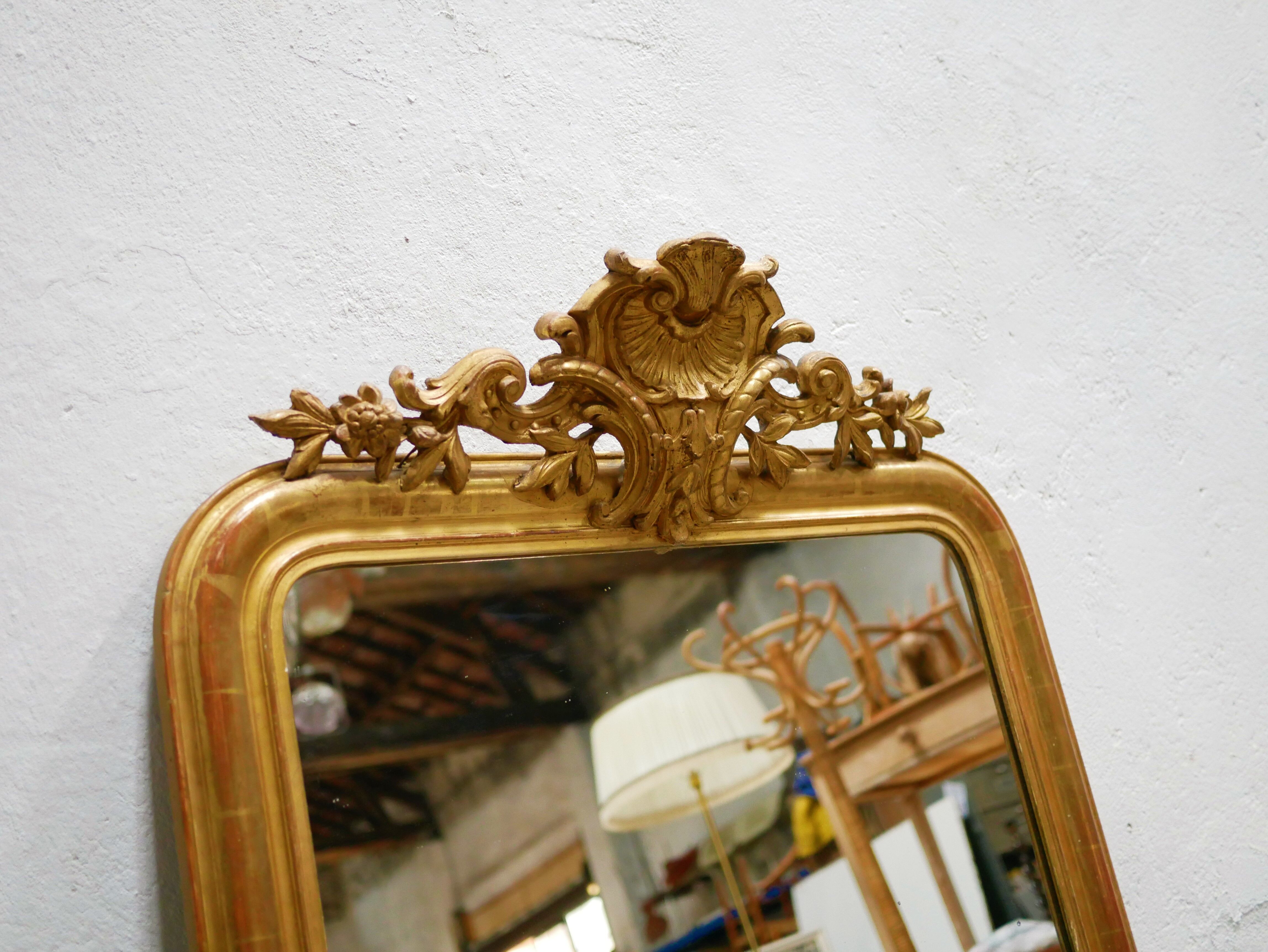 Old Louis Philippe mirror with pediment 135cm x 86cm