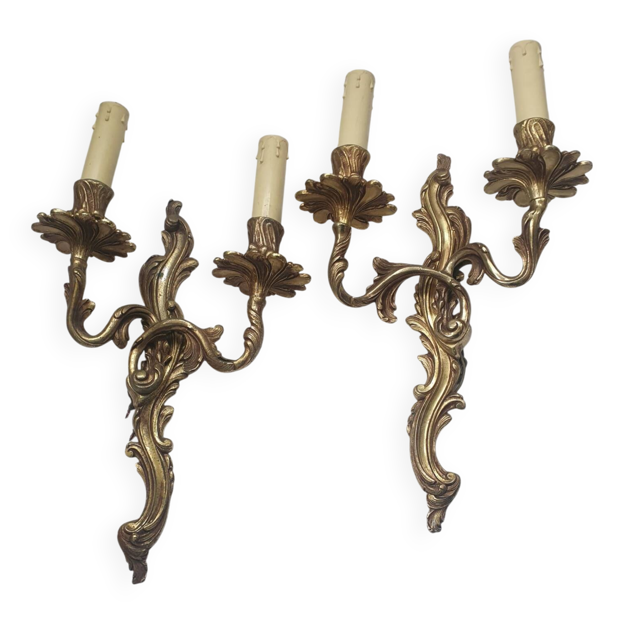 Pair of large antique candlestick wall sconces
