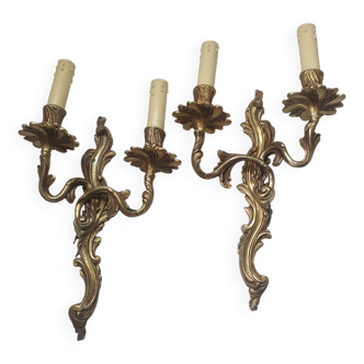 Pair of large antique candlestick wall sconces