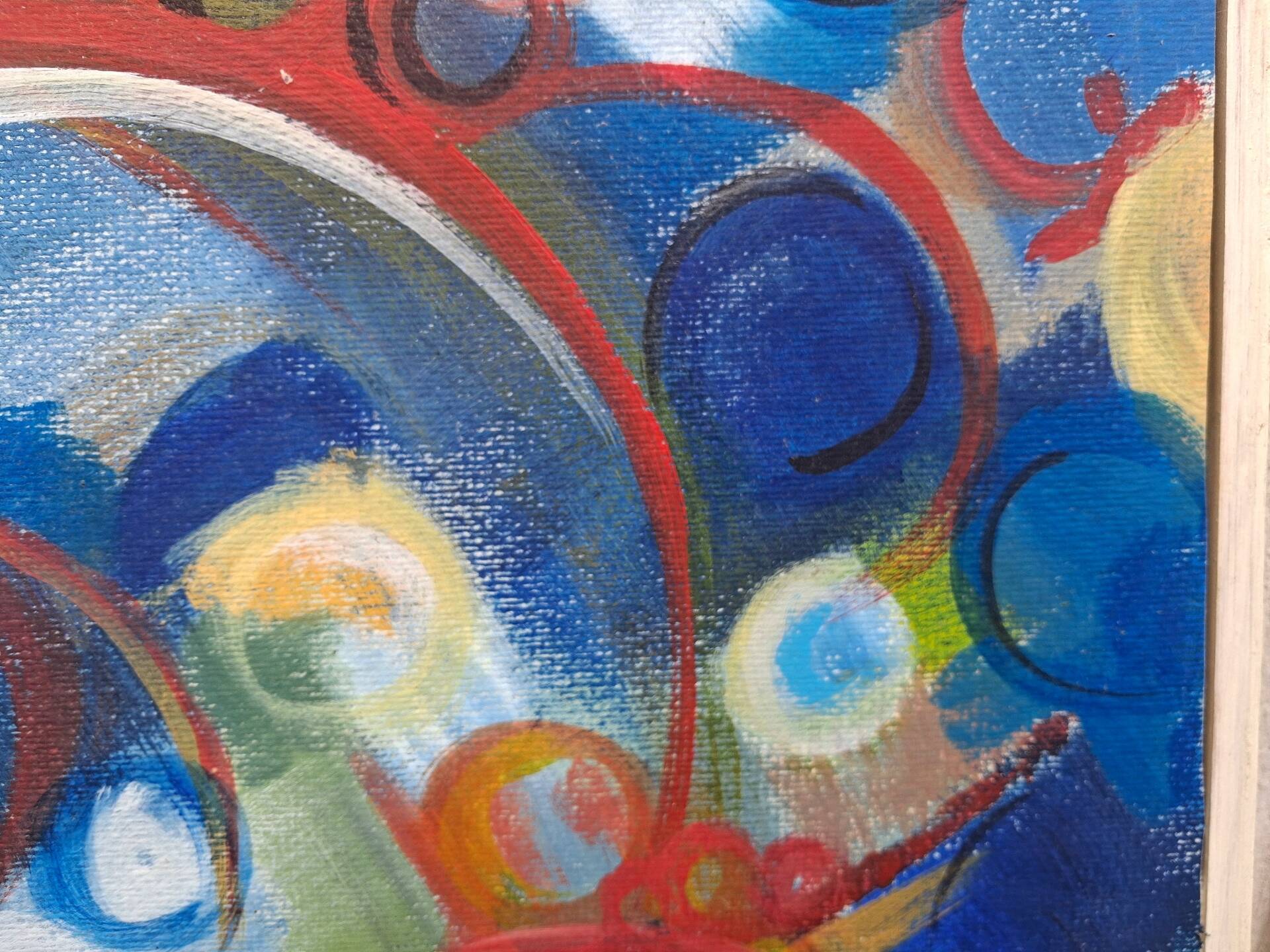 Abstract painting signed by André Meunier, modernist, design.