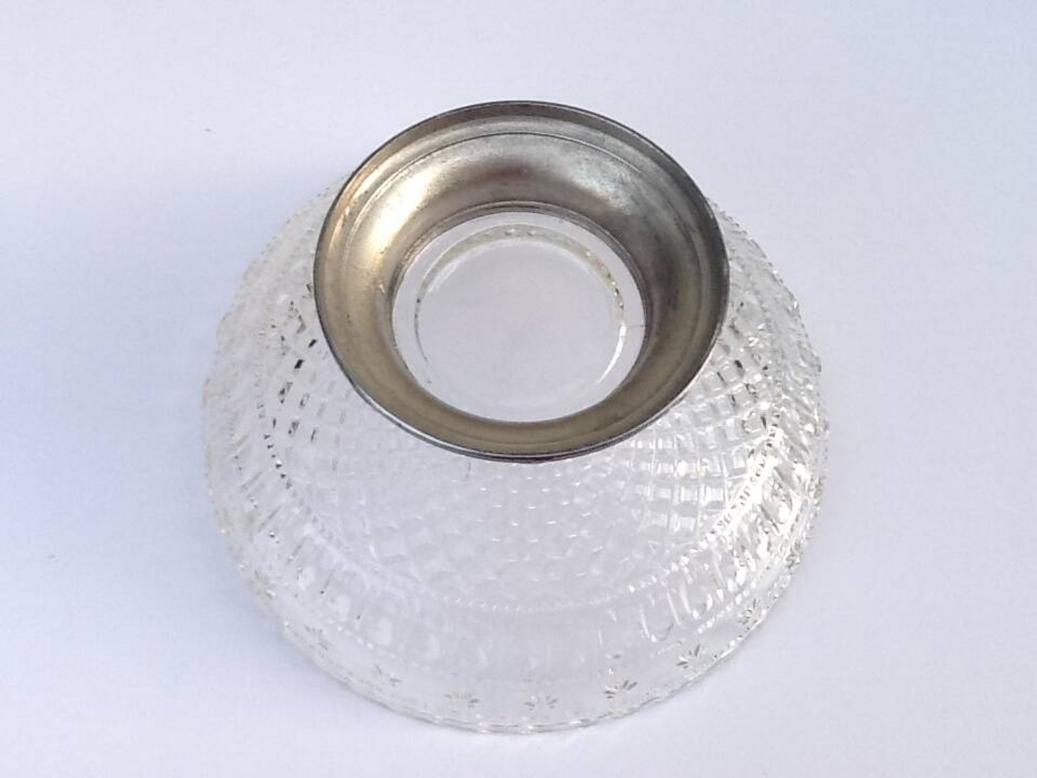 Glass and metal fruit bowl on pedestal, 1930s