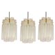 Pendant light with hand-blown glass pieces on a brass base made by Glashütte Limburg.