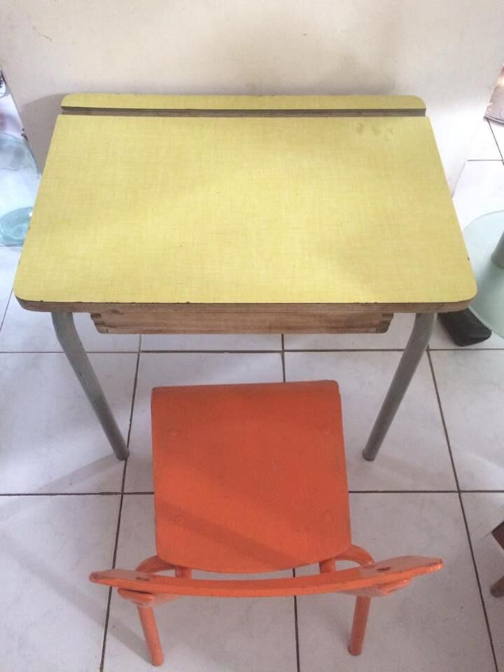 Schoolboy formica desk and Chair