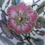 round vase earthenware brass decorated with flowers and insects early 20th century