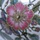 vase boule faïence laiton décor fleurs insectes début xxème