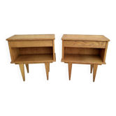 Pair of light wood bedside tables, 1960s
