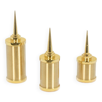 Set of 3 candlesticks in gilded brass. Work of art craftsman.