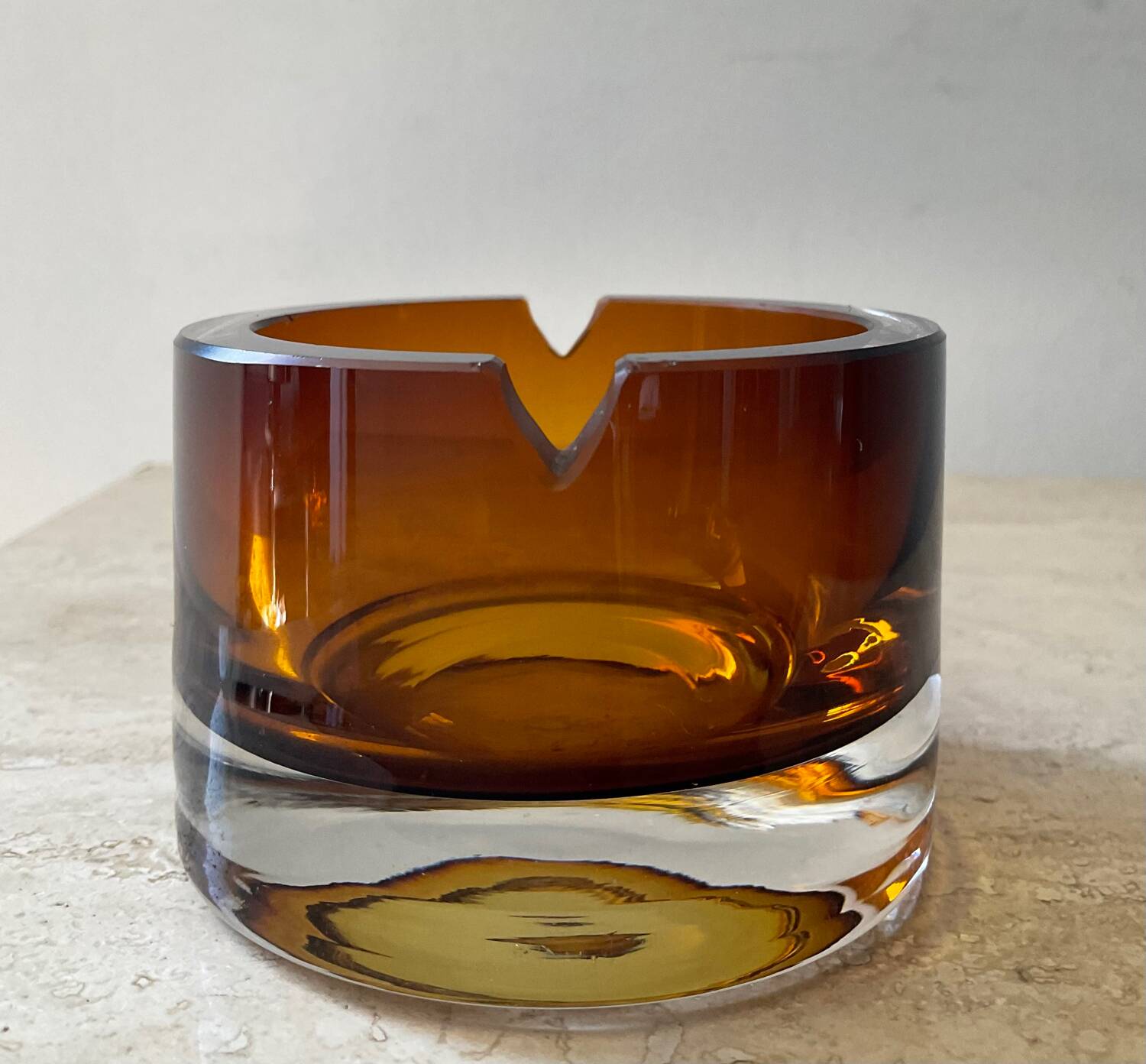 Vintage amber glass ashtray or pocket