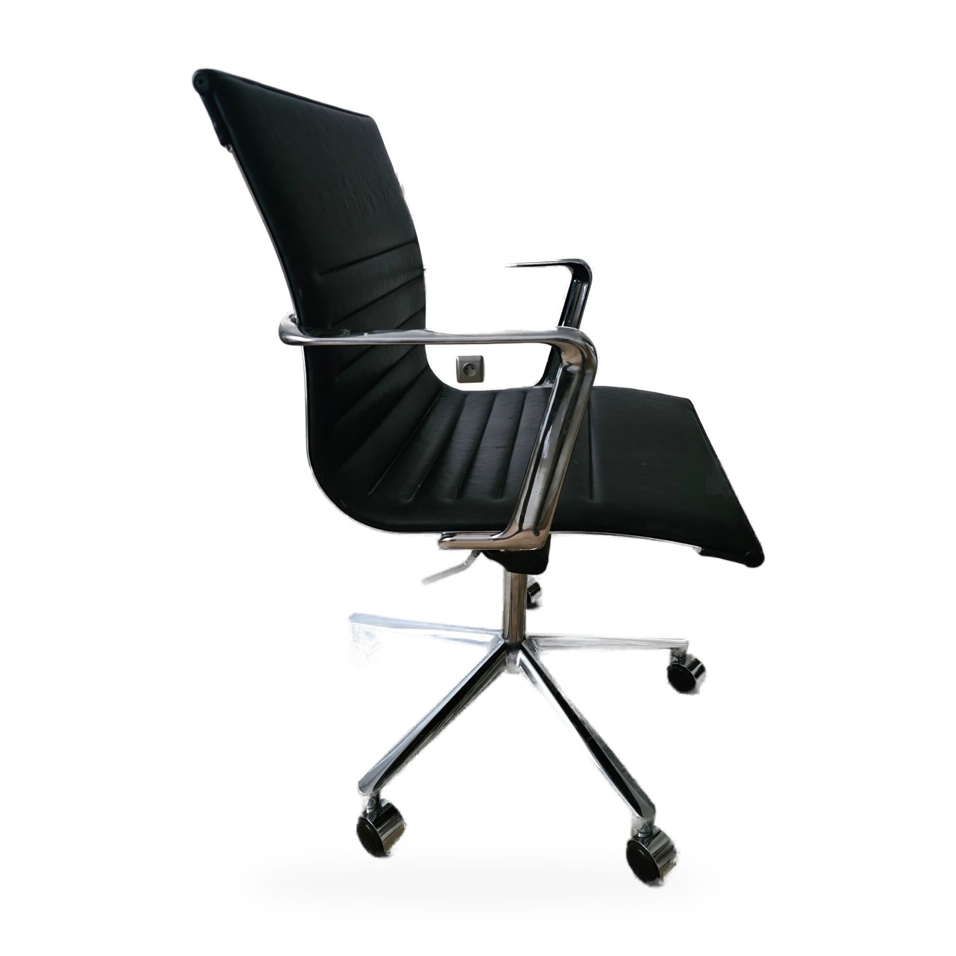 Eames Aluminium Group office chair, ICF edition, black leather, year