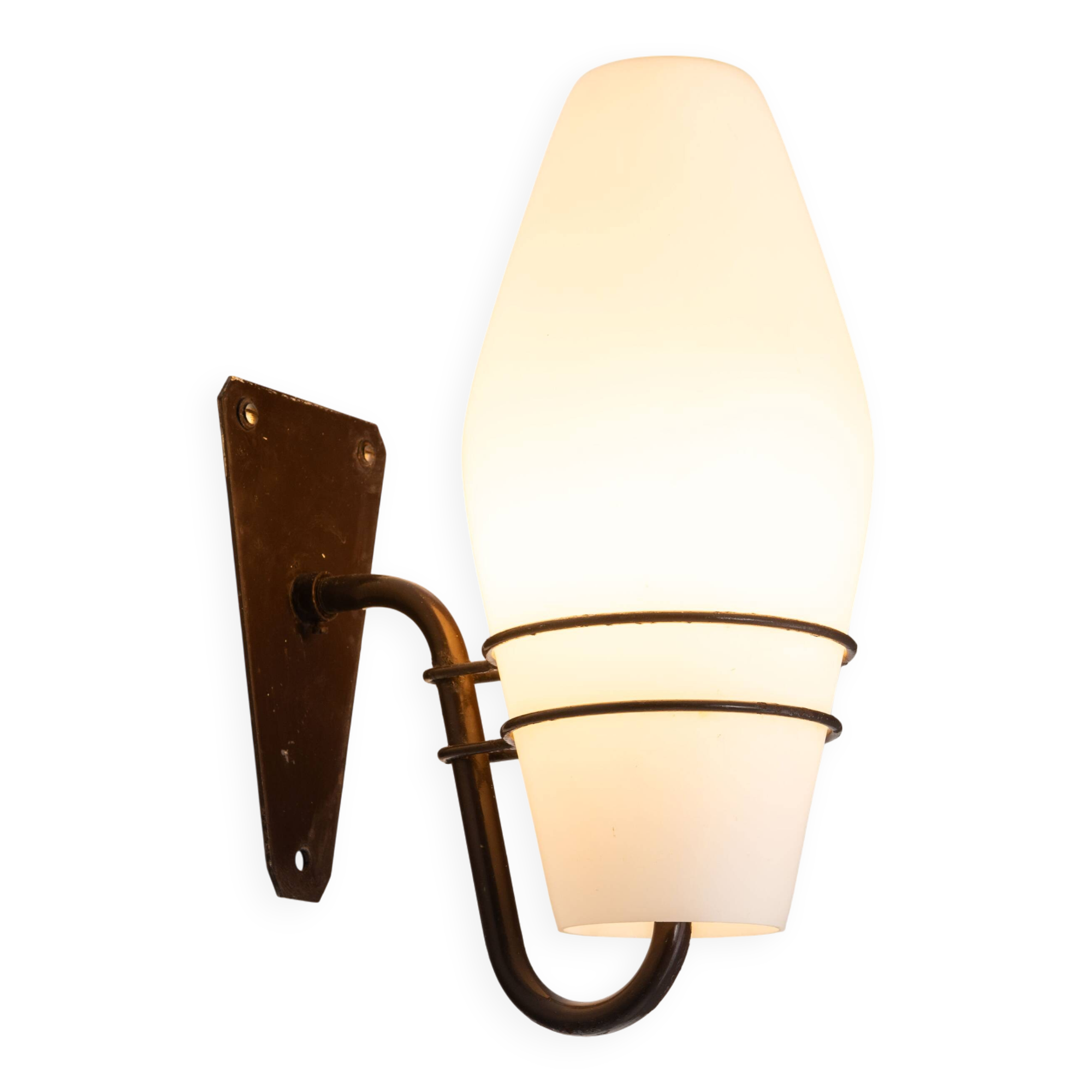 Large outdoor lamp made from metal and opal glass