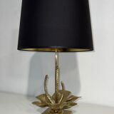 Lampe nénuphar Lilly en bronze et laiton attribuée à la Maison Charles. Vers 1970