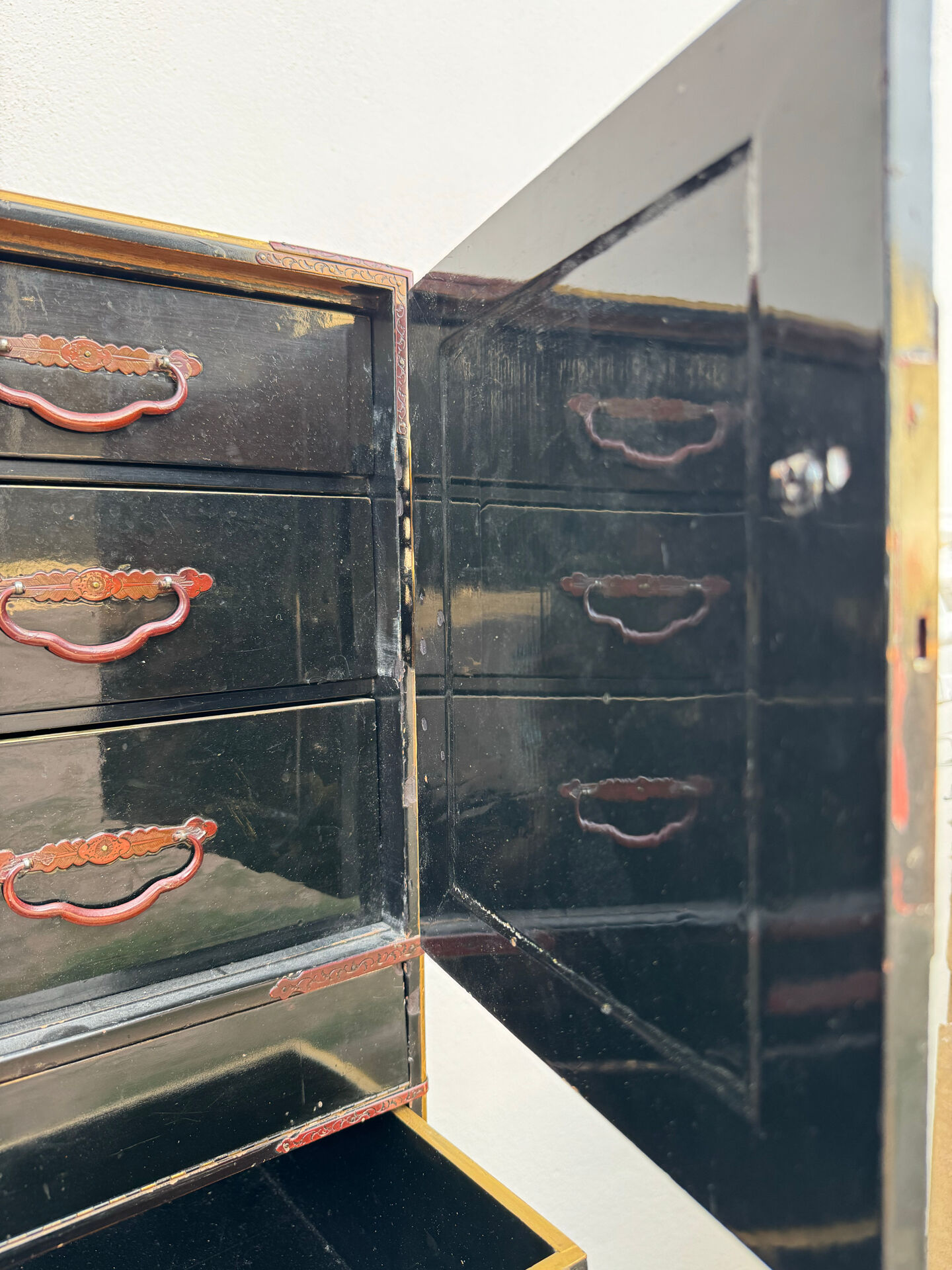 Japanese lacquered tansu from the early 20th century.