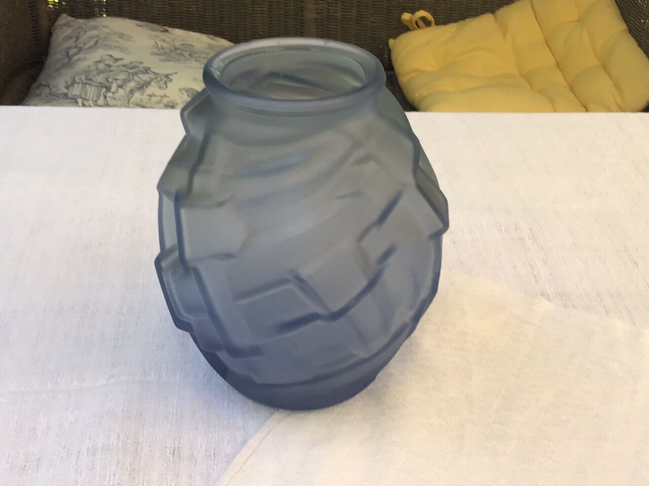 Art deco blue glass vase