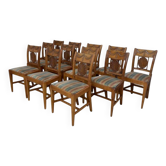 Set of 12 Provençal Chairs in Cherry Wood – Mid 20th Century