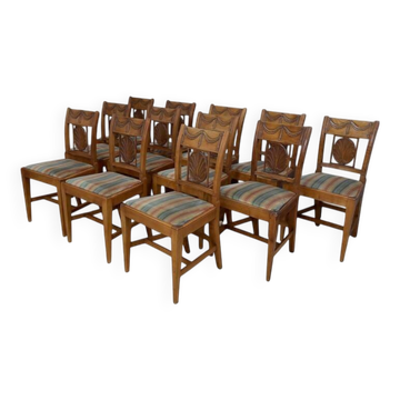 Set of 12 Provençal Chairs in Cherry Wood – Mid 20th Century