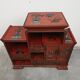 Antique bedside tables in lacquer with hand-painted decorations.