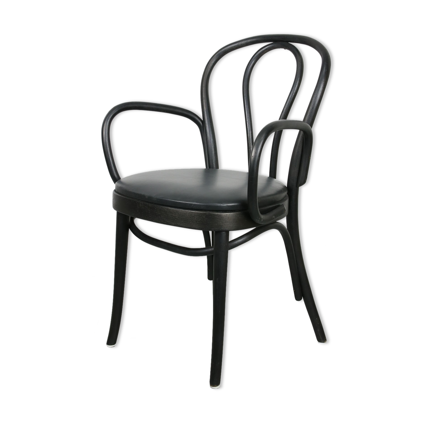 Black bentwood leather armchair