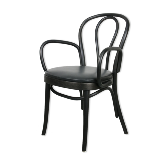 Black bentwood leather armchair