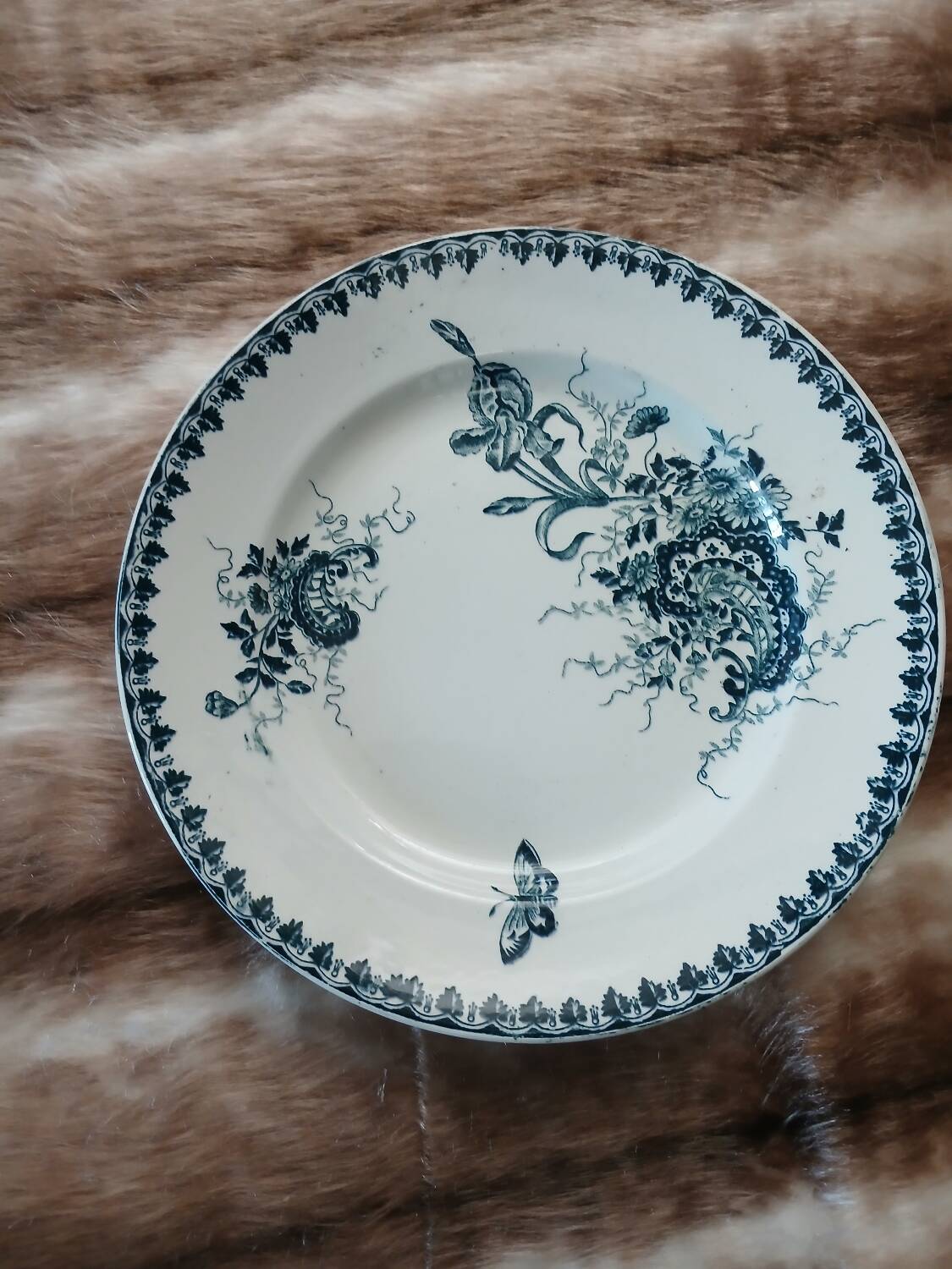 12 antique flat plates in ironstone