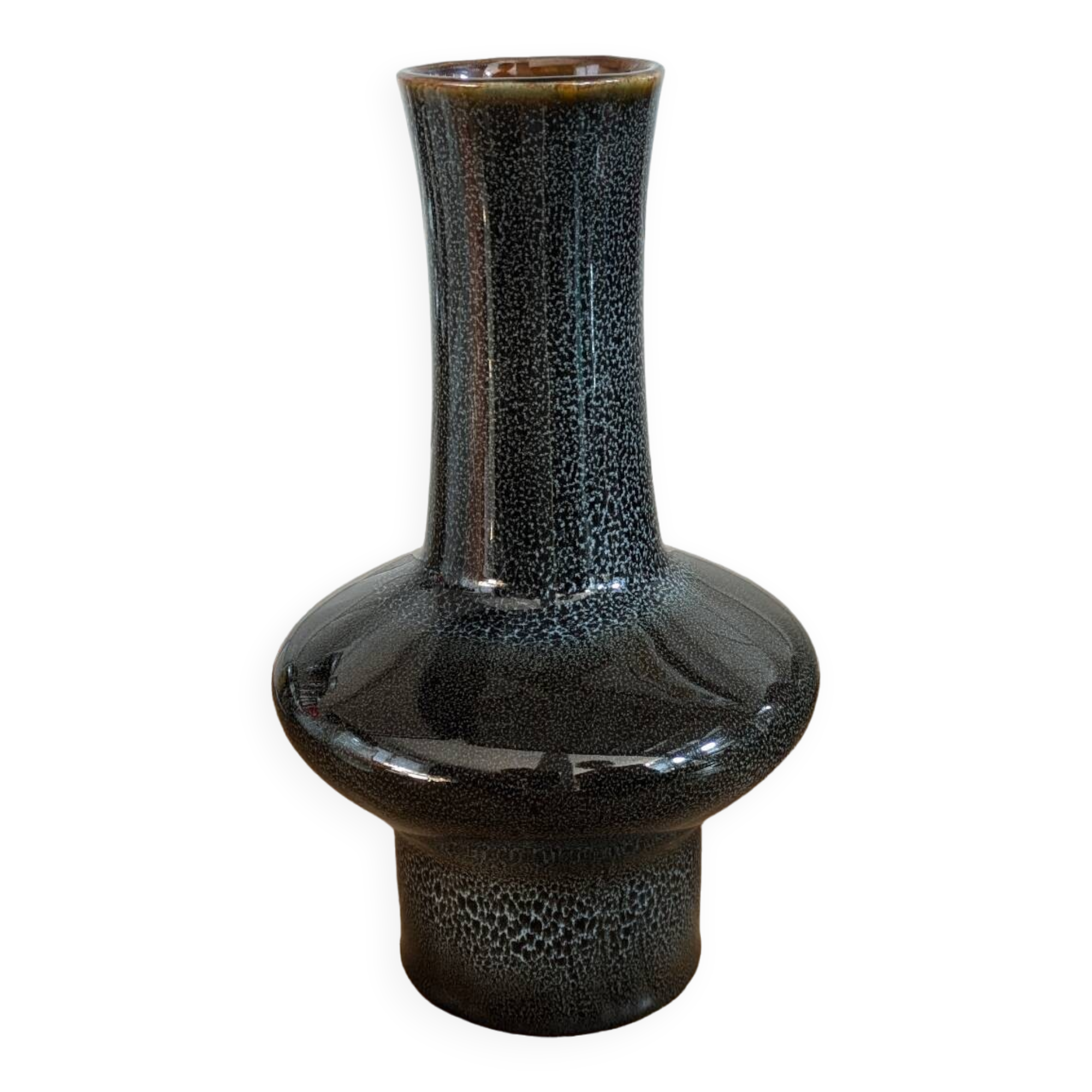 Mirostowice vase from the 60s / black ceramic design art deco