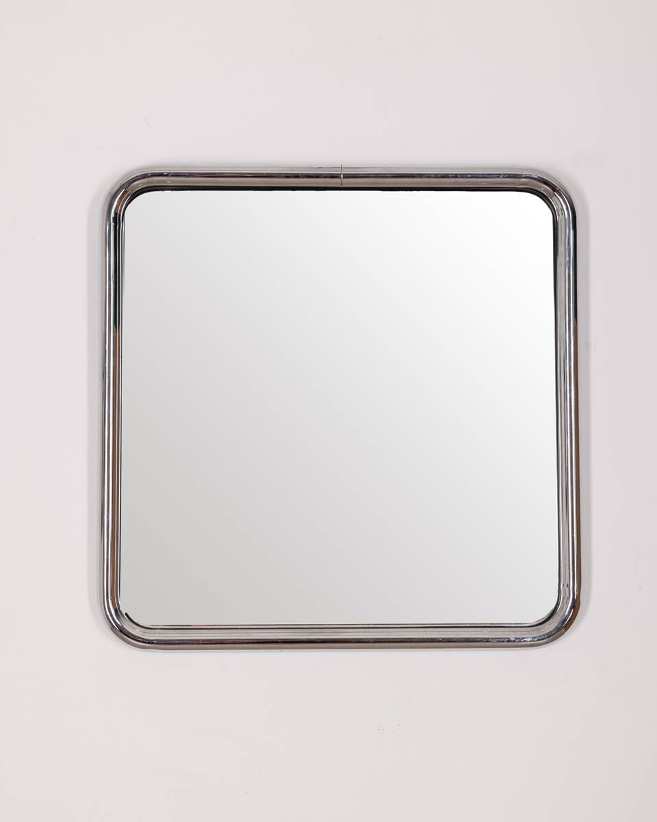 Vintage 60's wall mirror in chrome metal italian design