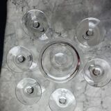 6 water glasses and engraved crystal pitcher from the 70s