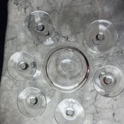 6 verres à eau et pichet en cristal gravé années 70