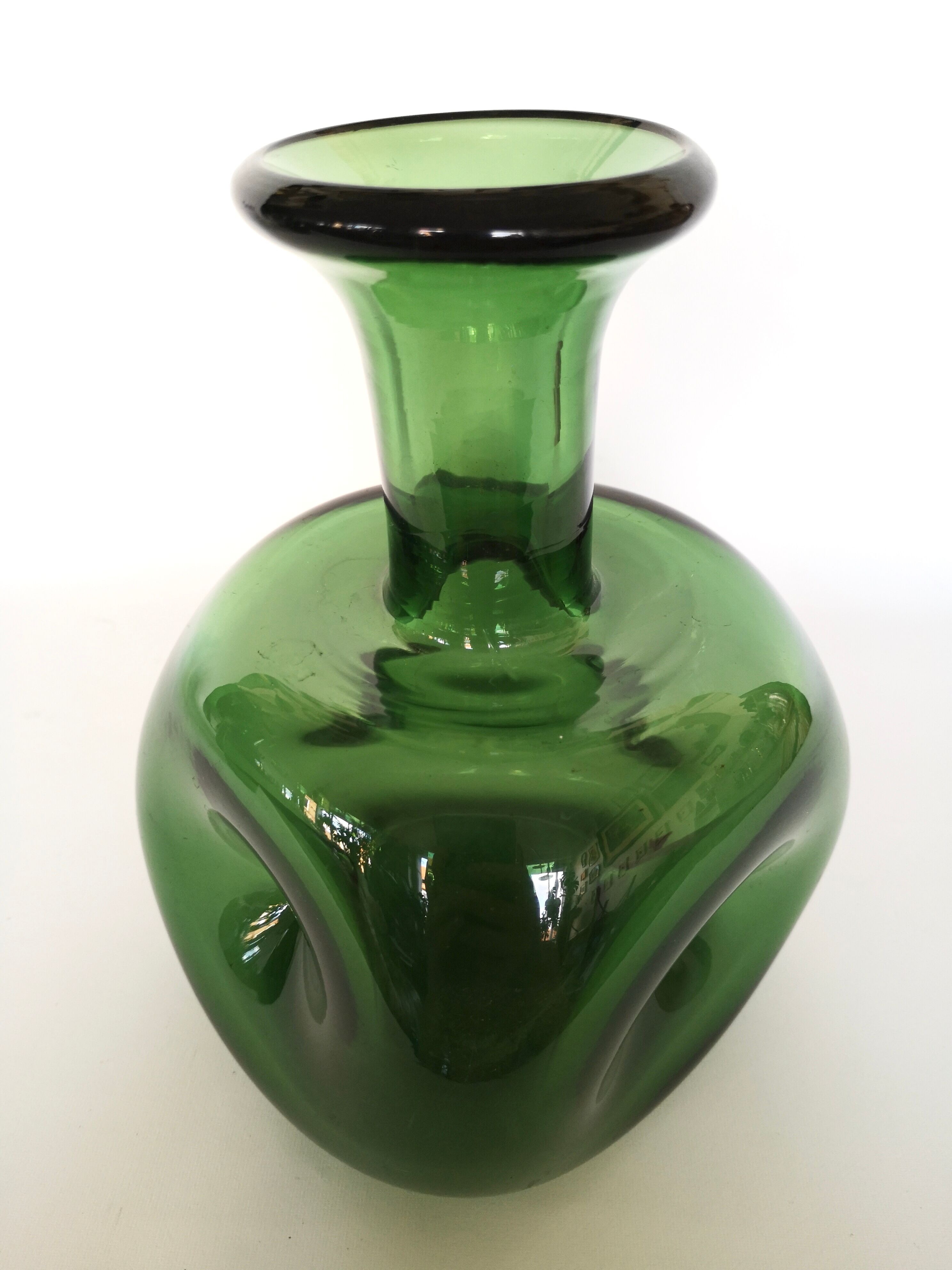 Trio de soliflores en verre vert