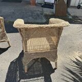 Pair of wicker armchairs