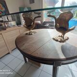 VINTAGE GOOSE COFFEE TABLE WITH GLASS TOP 70S