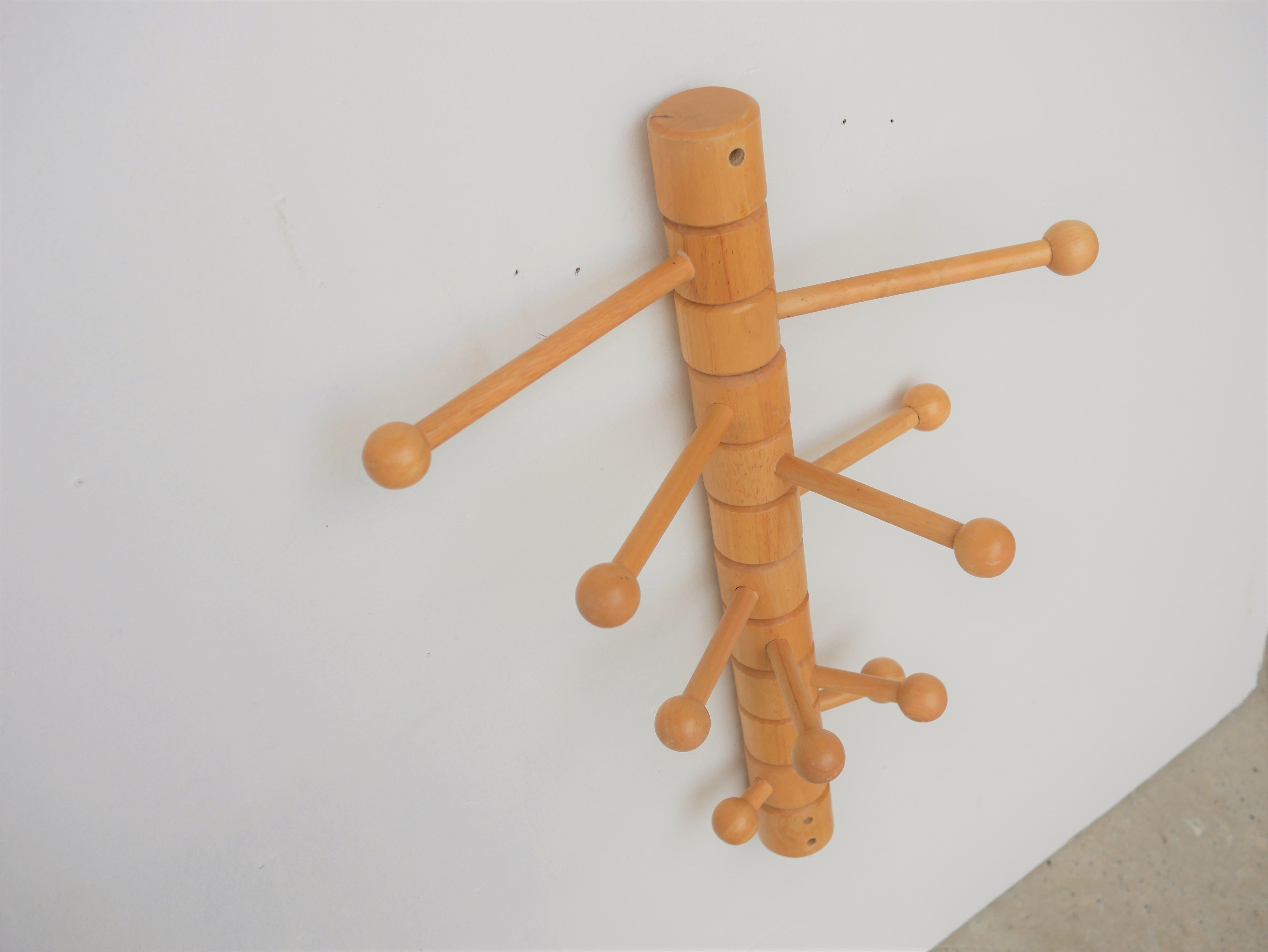 Vintage wooden wall coat holder