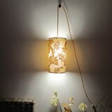 Vintage 1960s floral fabric portable lamp