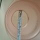 small pink lampshade in pink granite glass from the 50s