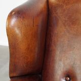 wing chair made of sheep leather