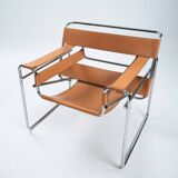 Wassily chair by Marcel Breuer, in brown leather, Italy, 1980s