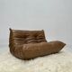 Vintage original leather Togo 2-seater by Michel Ducaroy for Ligne Roset