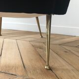 Pair of armchairs with velvet eared midnight blue , 1950's