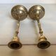 Pair of worked brass candlesticks